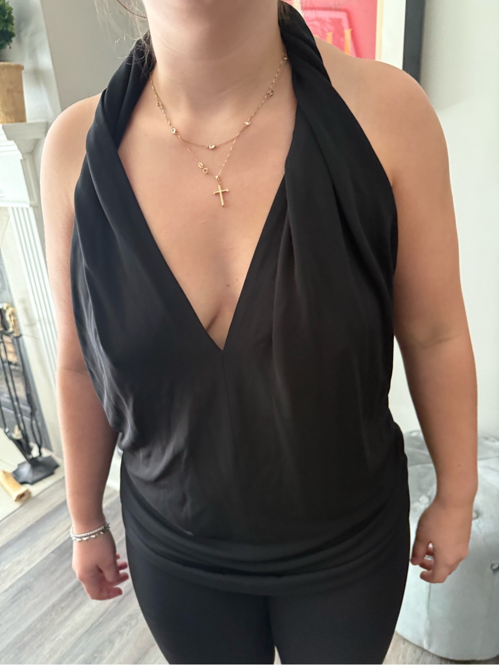 Toteme Black Draped Halter V-Neck halter top - new with tags